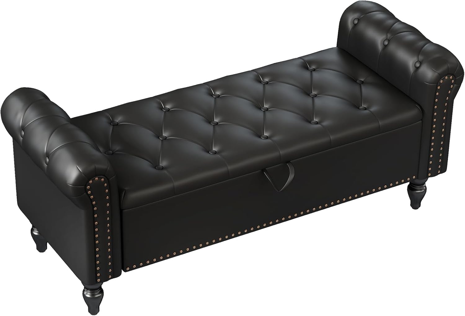 Furniliving 51” Storage Benches, End of Bed Bench with Button-Tufted Large Upholstered Storage Ottoman Linen Window Bench with Storage Shoe Cabinet Bench, for Bedroom, Entryway, Closet, Beige