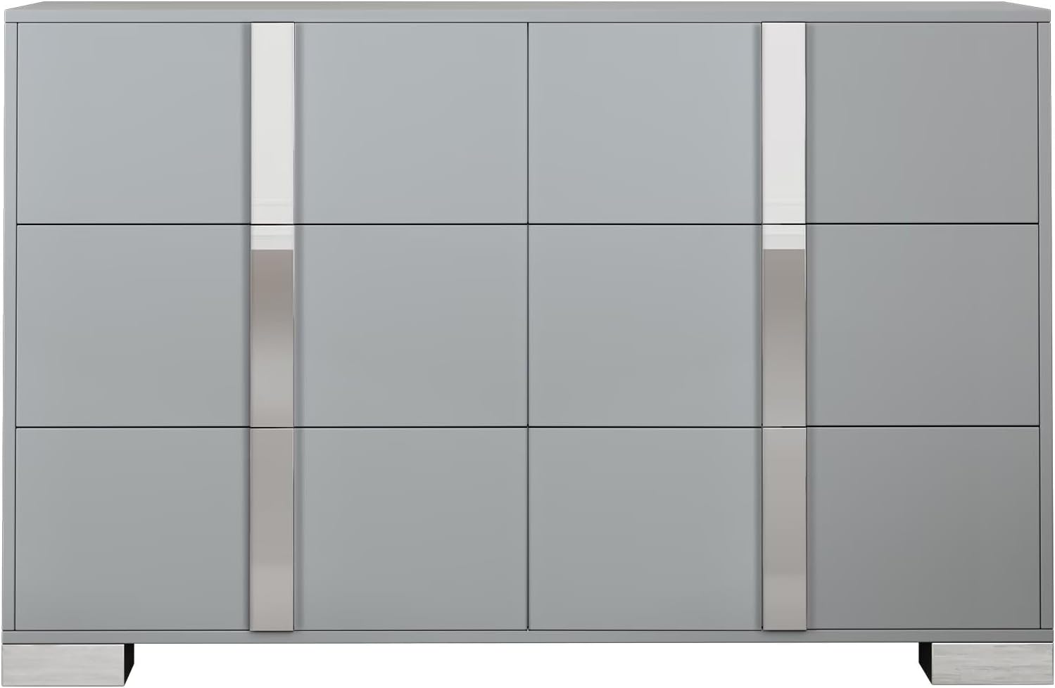 30.3" Elegant Modern Dresser with Metal Handle,Mirrored Nightstand Storage Cabinet with 6 Drawers for Bedroom,Living Room,Gray