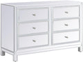 Elegant Decor Reflexion 48" 6-Drawer Metal MDF Mirrored Cabinet in White