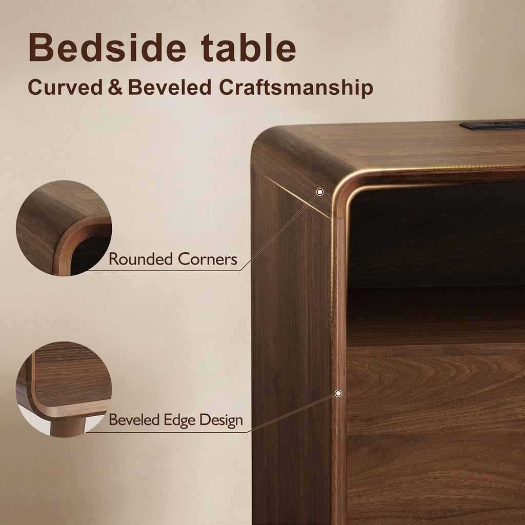 Dresser and Nightstand Sets 3 Piece, 6 Drawer Dresser for Bedroom and Nightstands Set of 2, Wood Chest of Drawers Night Stand Mid Century Modern Bedroom Furniture Set, Walnut