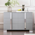 Merax 6 Drawer Wood Dresser for Bedroom, Modern Storage Cabinet Chests with Mirrored Metal Handle Office Furniture, Grey